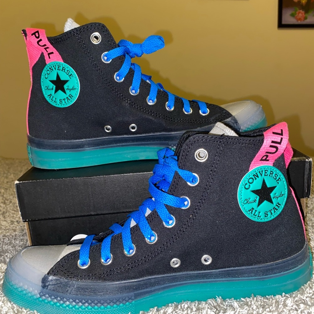 NIB CONVERSE CX HIGH TOPS TURQUOISE/ BLACK/PINK - Picture 1 of 11